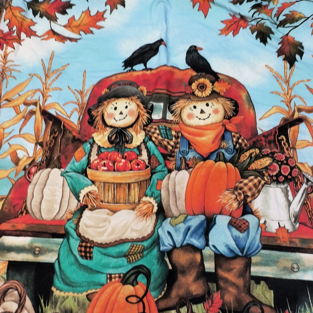 Scarecrows Truck Fall Autumn Pumpkins Quilted Wall Hanging  Quilt